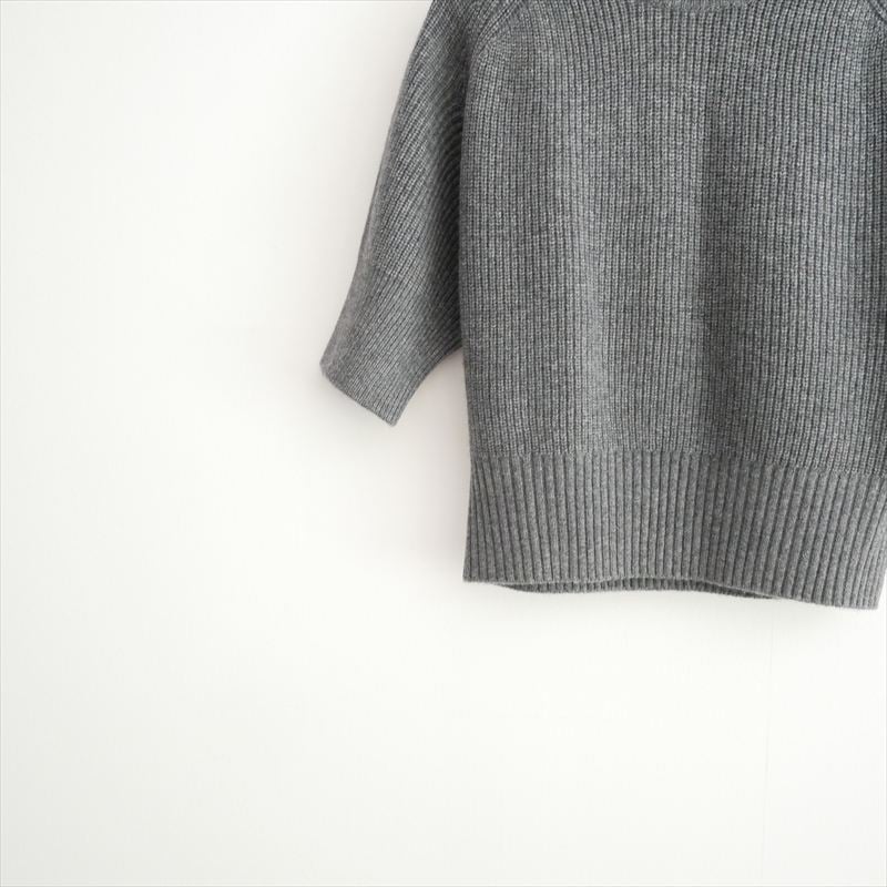 新品未使用　6(ROKU) ウール ハイゲージ ショートスリーブニット グレー 2025AW DESIGNWORKS ウールカシミヤショートスリーブニット 355109400