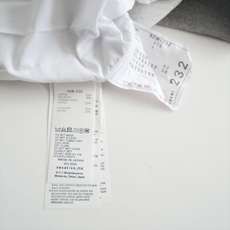 継続販売品 sacai Sponge Sweat x Cotton Poplin Pullover SCW-232 2610-0805