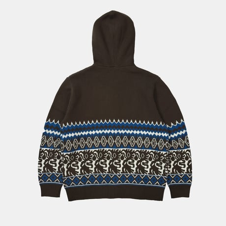 Tribal Hooded Zip Sweater (Brown)