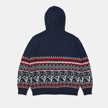Tribal Hooded Zip Sweater (Navy)
