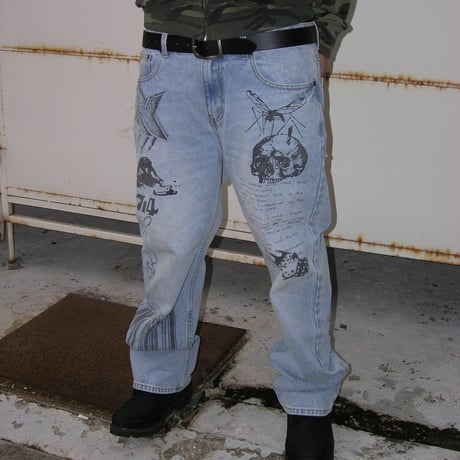 Printed Jeans (Light Indigo)