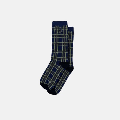 Symbol Logo Plaid Socks (Navy)