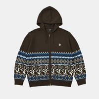 Tribal Hooded Zip Sweater (Brown)
