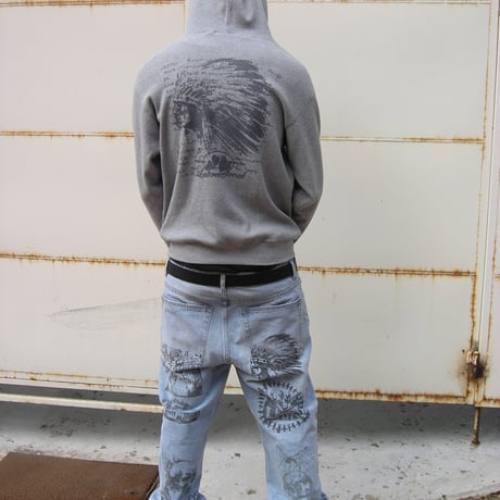 Thermal Indian Hoodie Zip Up (Grey)