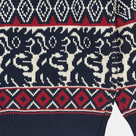 Tribal Hooded Zip Sweater (Navy)