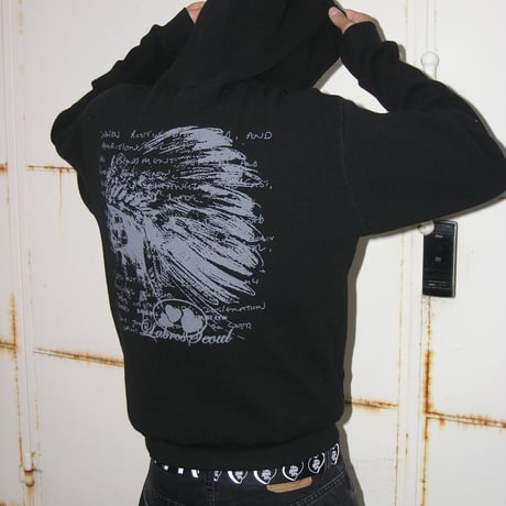 Thermal Indian Hoodie Zip Up (Black)