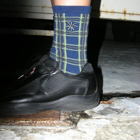 Symbol Logo Plaid Socks (Navy)