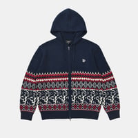 Tribal Hooded Zip Sweater (Navy)