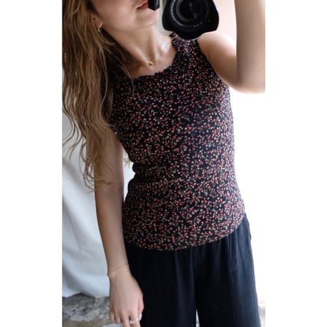 black flower tank top