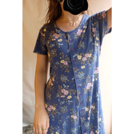 blue flower one-piece