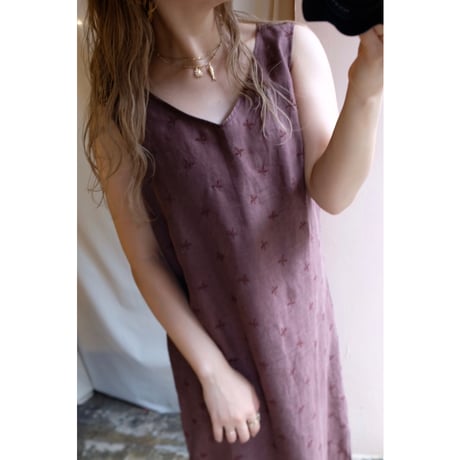 brown embroidery one-piece