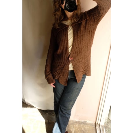 brown knit cardigan
