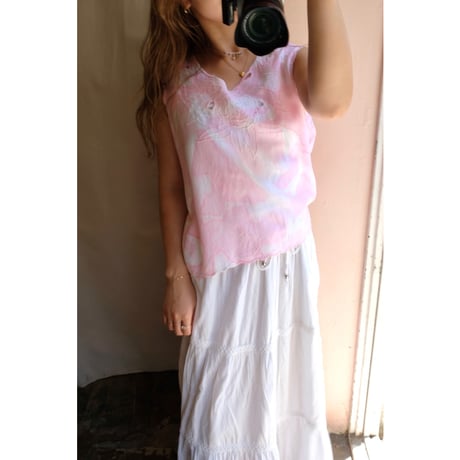 pink tie-dyetank top