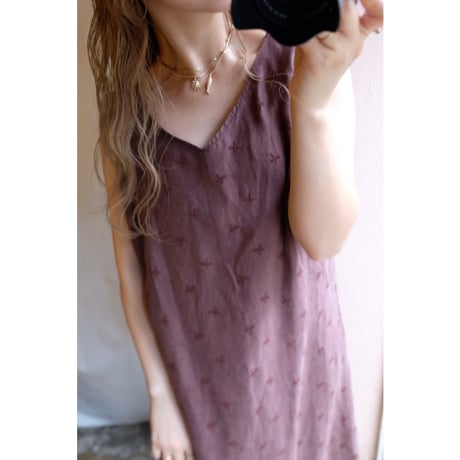 brown embroidery one-piece
