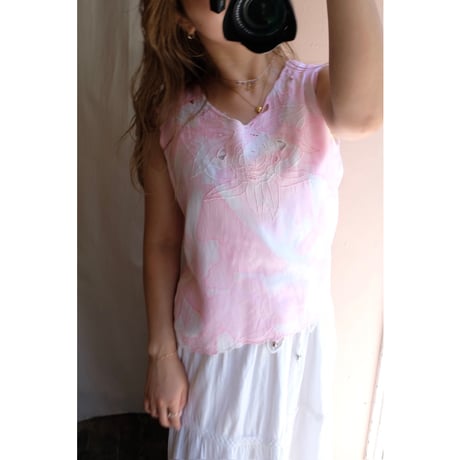pink tie-dyetank top