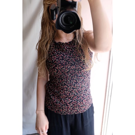 black flower tank top