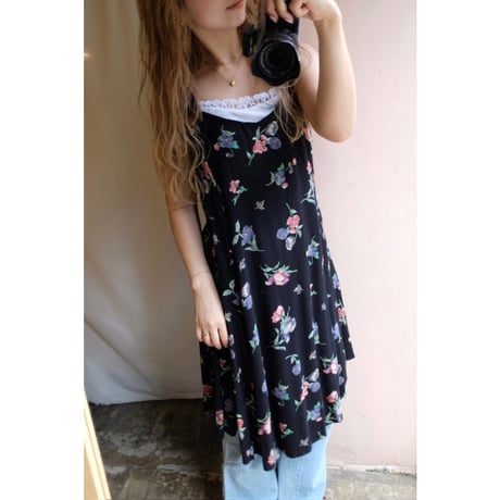 black flower one-piece