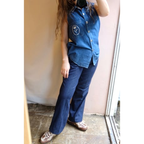 yellow stitch denim pants