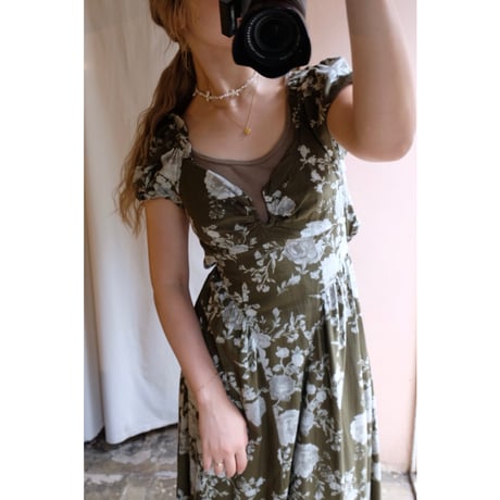 olive flower one-piece