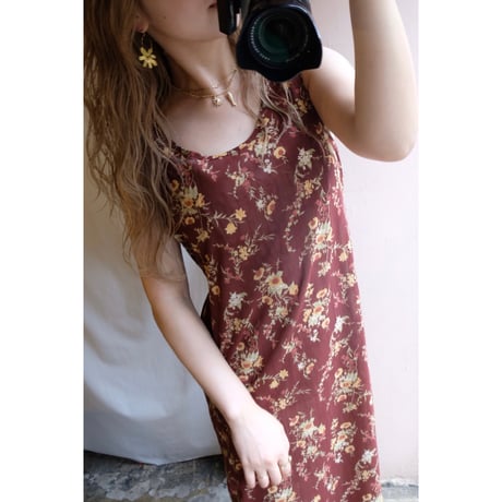 brown flower one-piece
