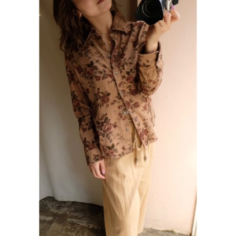 brown flower shirt