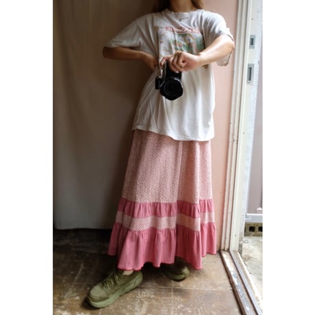 red gingham check skirt