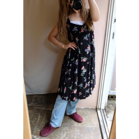 black flower one-piece