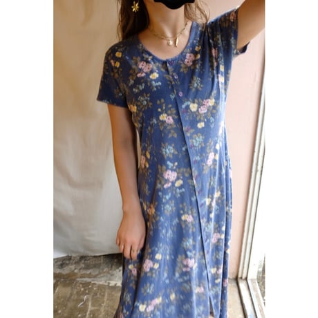 blue flower one-piece