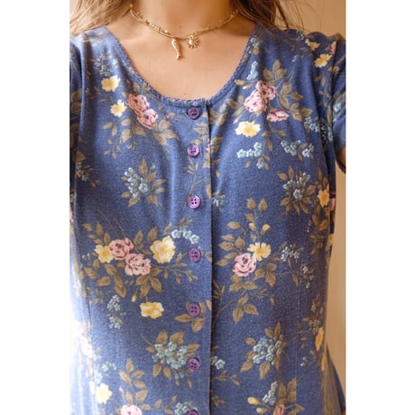 blue flower one-piece