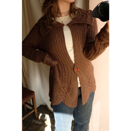 brown knit cardigan