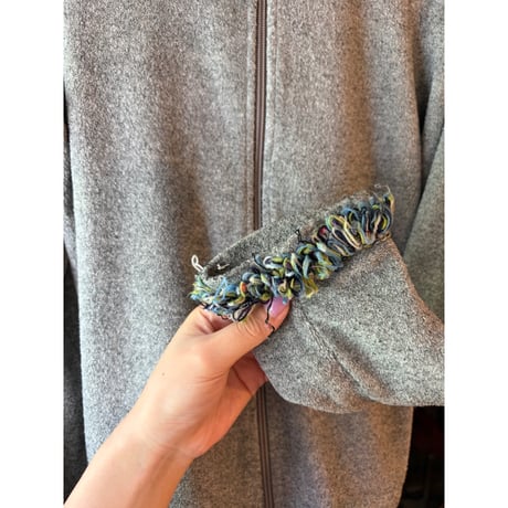 gray knit zip tops