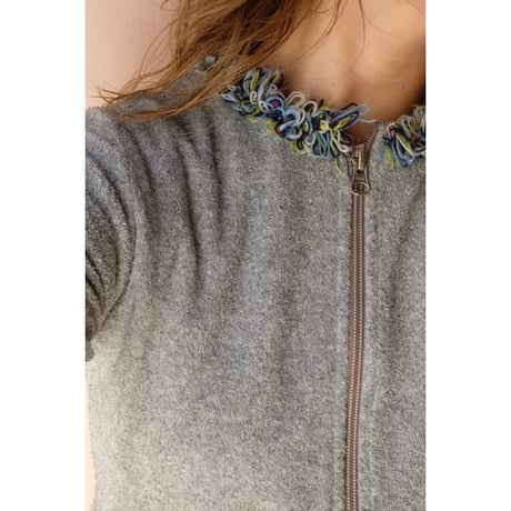 gray knit zip tops
