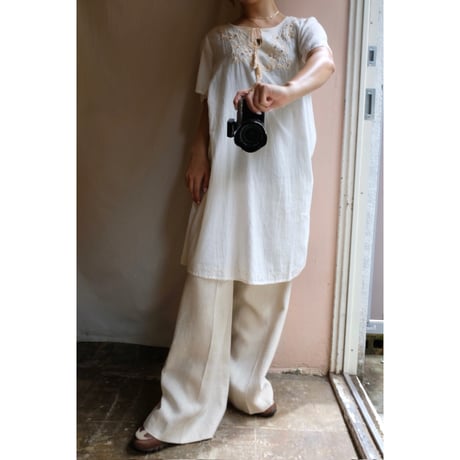 ivory embroidery one-piece