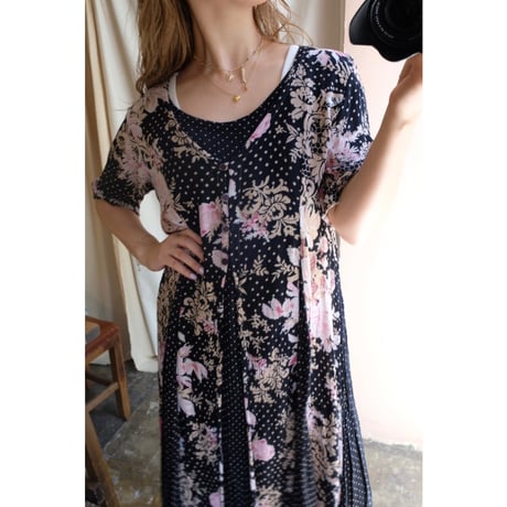 black flower one-piece