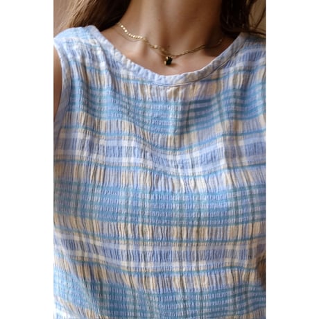 light blue check one-piece