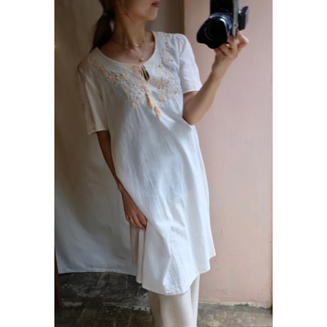 ivory embroidery one-piece