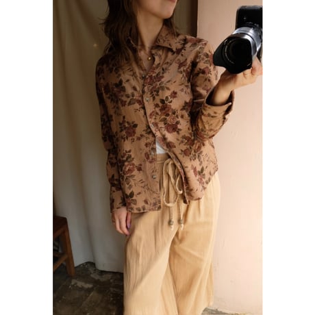 brown flower shirt