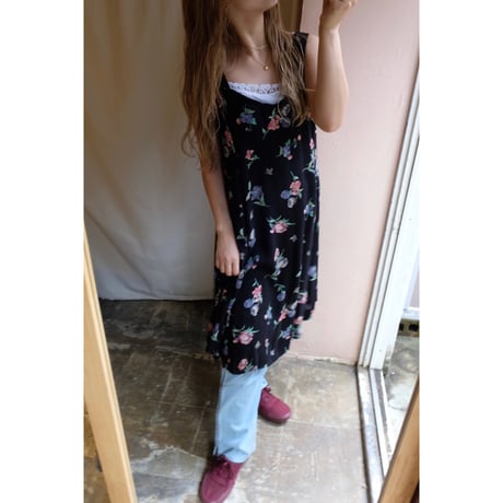 black flower one-piece