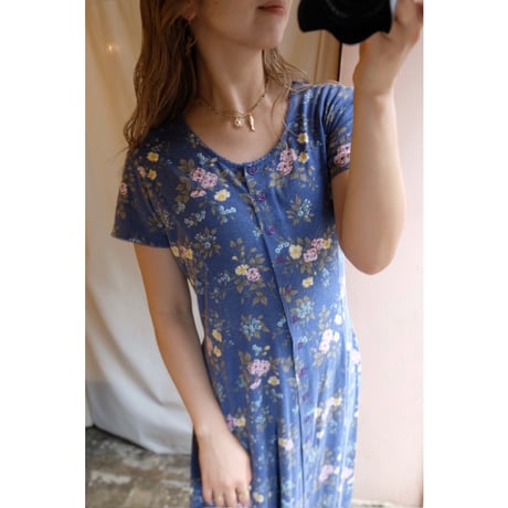 blue flower one-piece