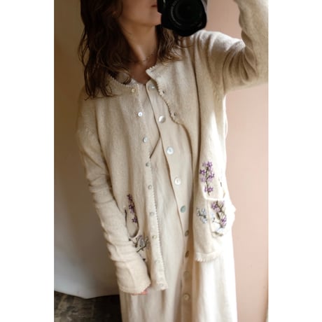 beige flower cardigan