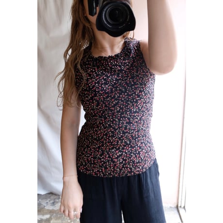 black flower tank top
