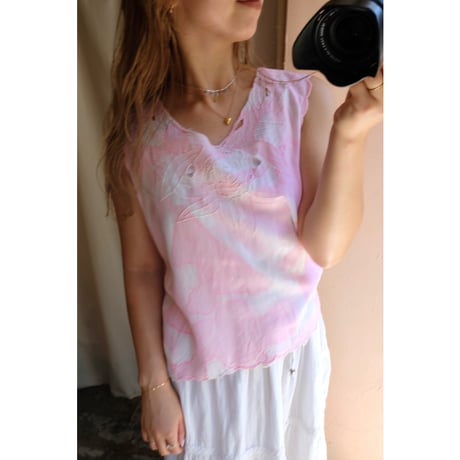 pink tie-dyetank top