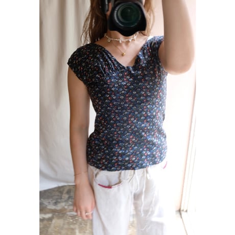 black flower tank top