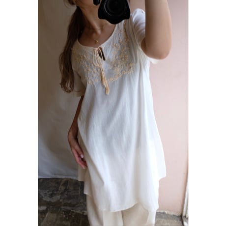 ivory embroidery one-piece