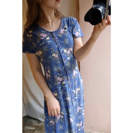 blue flower one-piece