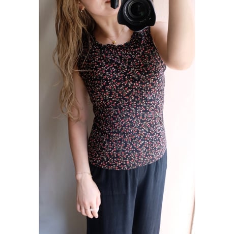 black flower tank top
