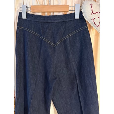 yellow stitch denim pants