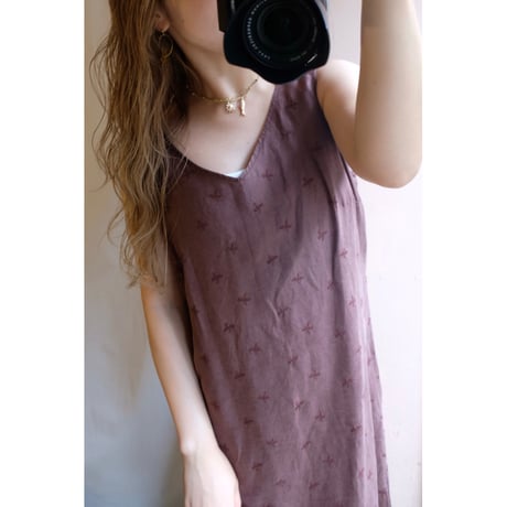 brown embroidery one-piece
