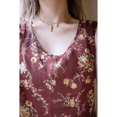 brown flower one-piece