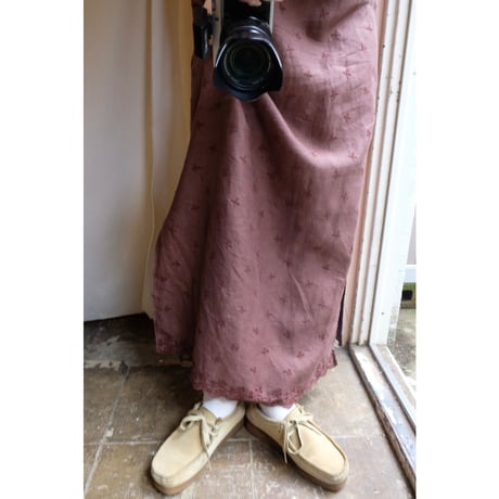 brown embroidery one-piece